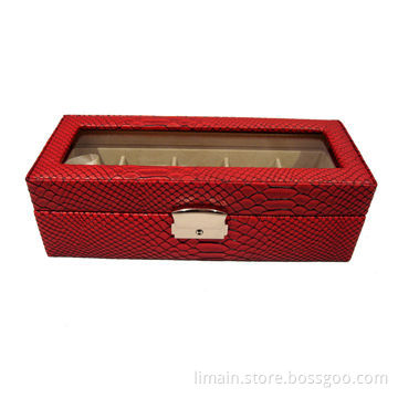 5 Red Black Alligator Finish Watch Case